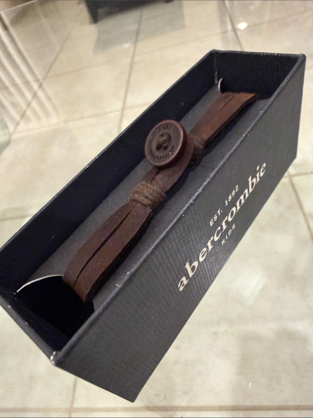 Abercrombie & Fitch Brown Leather Button-Closure Bracelet